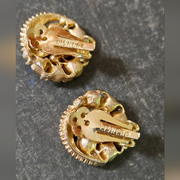 Lisner Vintage Elegant Gold and Brown Crystal  Clip On Earrings - Picture 8 of 13